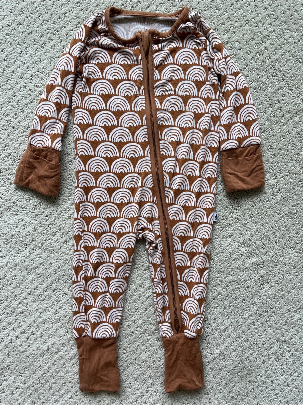 Little Sleepies rust rainbows 0-3 month Brown Rainbow baby pajamas
